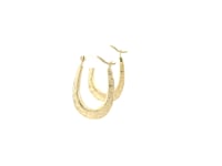 10k Yellow Gold Fancy Oval Hoop Earrings