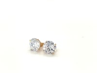 14k Yellow Gold 8.0mm Round CZ Stud Earrings