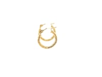 14k Yellow Gold Slender Hoop Earring with Diamond-Cut Finish (15mm Diameter)