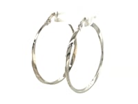 14k White Gold Mobius Twisted Hoop Earrings