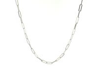 14K White Gold Delicate Paperclip Chain (2.1mm)