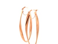 14k Rose Gold Twist Motif Oval Shape Hoop Earrings