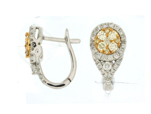 14k White Gold White Diamond and Yellow Diamond Hoop Earrings (0.49 CT)