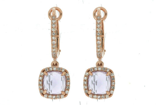 14k Rose Gold White Diamond and Amethyst Earrings (0.25 CT)