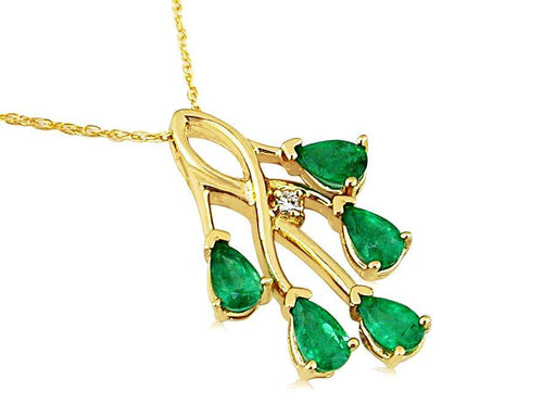 Emerald and White Diamond Pendant (1.02 CT) in 14k Yellow Gold 