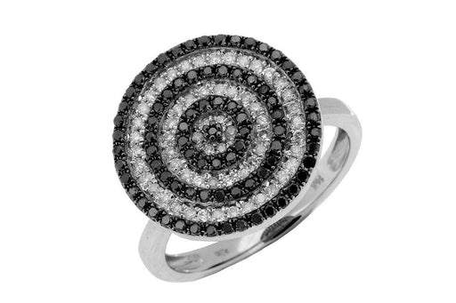 14K White Gold White Diamond & Black Diamond Ring
