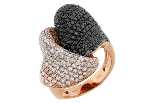 14k Rose Gold White Diamond & Black Diamond Ring  