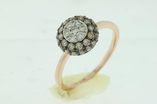 14k Rose Gold White Diamond and Mocha Diamond Ring