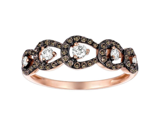 14k Rose Gold White Diamond and Mocha Diamond Wedding Ring