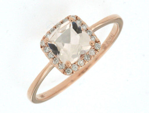 14k Rose Gold White Diamond and Morganite Ring