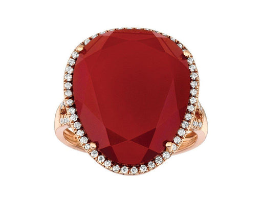 14k Rose Gold White Diamond and Red Agate Ring