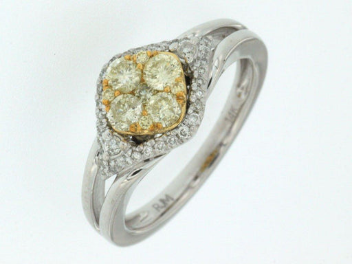 14k White Gold White Diamond and Yellow Diamond Ring (0.20 CT)
