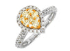 14k White Gold Diamond and Yellow Diamond Ring