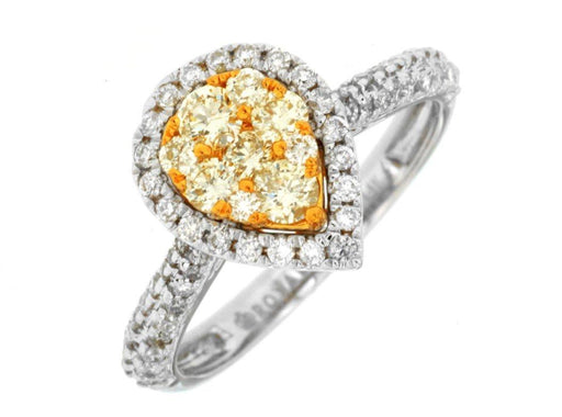 14k White Gold Diamond and Yellow Diamond Ring