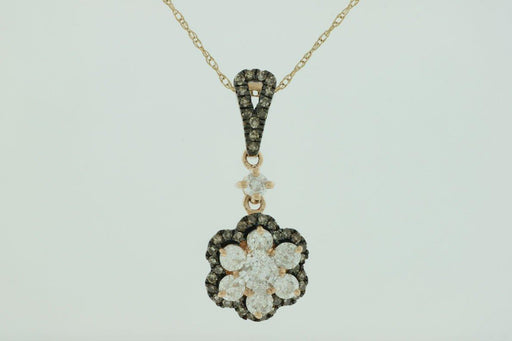 14k Rose Gold White Diamond and Mocha Diamond Pendant