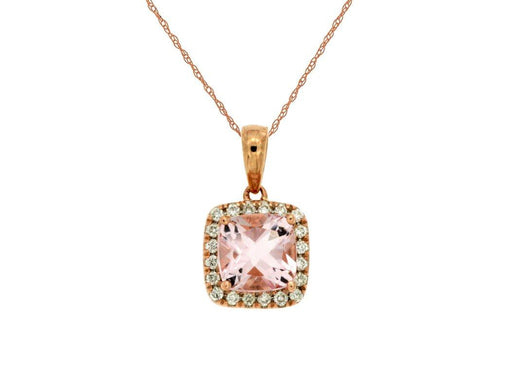 14k Rose Gold White Diamond and Morganite Pendant