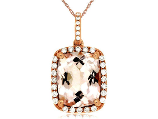 14k Rose Gold White Diamond and Morganite Pendant (0.22 CT)