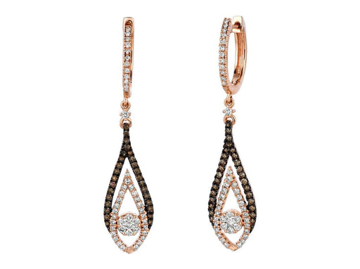 14k Rose Gold White Diamond and Mocha Diamond Earrings (0.48 CT)