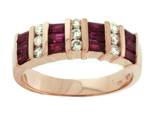 14k Rose Gold White Diamond and Ruby Ring (0.24 CT)