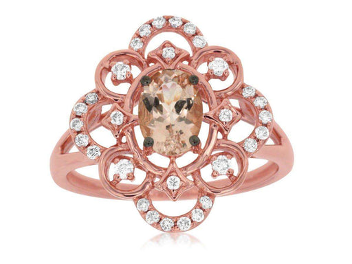 14k Rose Gold White Diamond and Morganite Ring