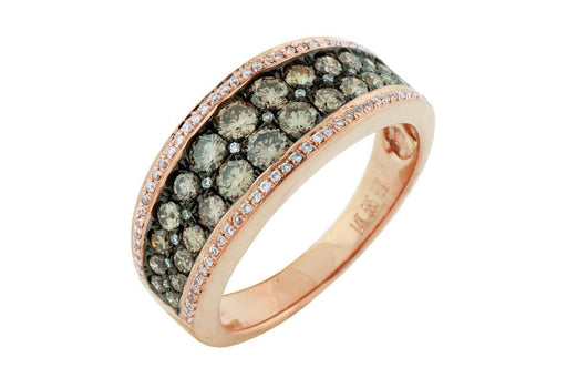 14k Rose Gold White Diamond and Mocha Diamond Ring