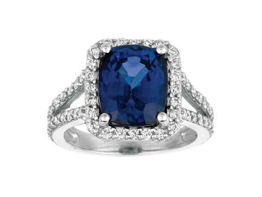 14k White Gold White Diamond and Mfd Diff Blue Sapphire Ring (1.00 CT)