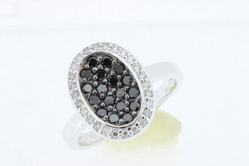 14k White Gold White Diamond & Black Diamond Ring