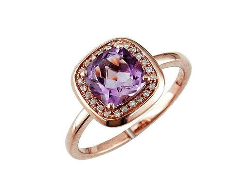 14k Rose Gold White Diamond and Amethyst Ring