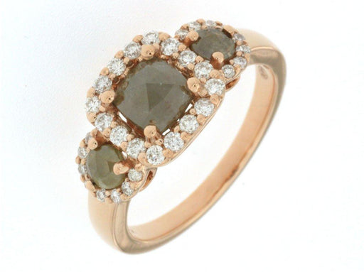 18K Rose Gold White Diamond & Green Diamond Ring