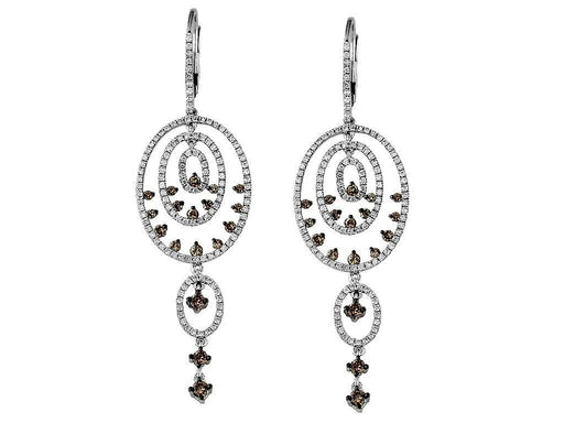 Mocha Diamond and White Diamond Dangle Earrings (1.75 CT) in 14K Rose Gold