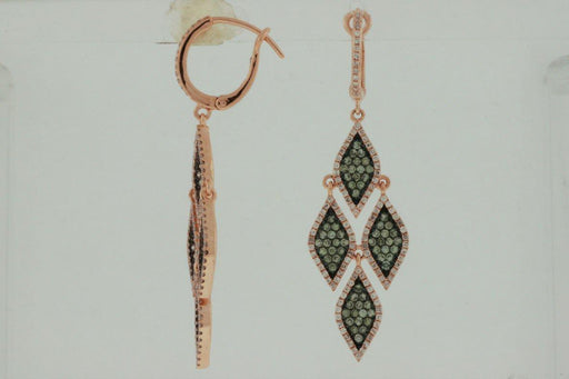 Mocha Diamond and White Diamond Dangle Earrings (1.55 CT) in 14K Rose Gold