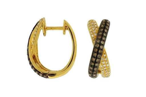Mocha Diamond and White Diamond Hoop Earrings (0.84 CT) in 14K Yellow Gold