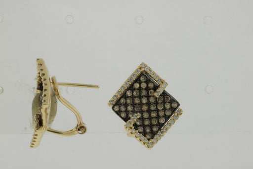Mocha Diamond and White Diamond Stud Earrings (1.30 CT) in 14K Yellow Gold