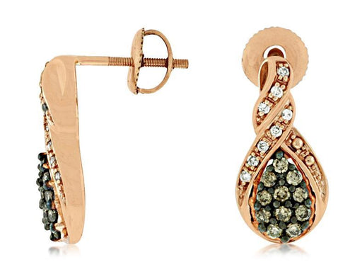 Mocha Diamond and White Diamond Stud Earrings (0.40 CT) in 14K Rose Gold