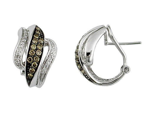 Mocha Diamond and White Diamond Hoop Earrings (0.68 CT) in 14K White Gold 