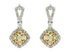Yellow Diamond and White Diamond Dangle Earrings (1.33 CT) in 14K White Gold