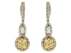 Yellow Diamond and White Diamond Drop Earrings (1.58 CT) in 14K White Gold