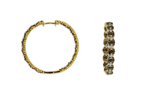 Fancy Mocha Diamond Hoop Earrings (2.33 CT) in 14K Yellow Gold