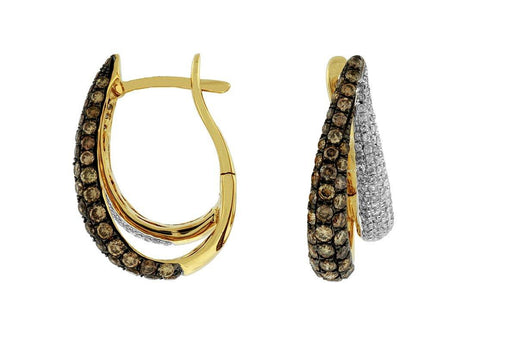 Mocha Diamond and White Diamond Earrings (1.98 CT) in 14K Yellow Gold 
