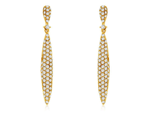 White Diamond Drop Earrings (1.15 CT) in 14K Yellow Gold 