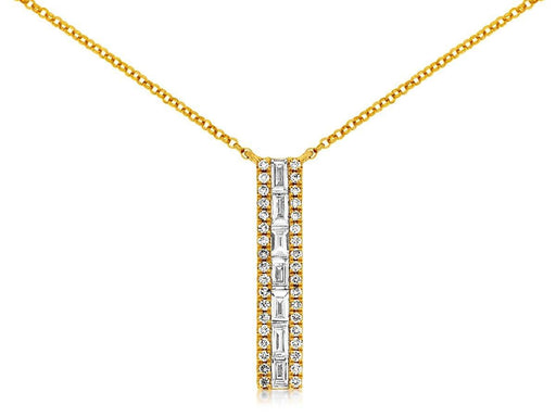 Baguette Diamond and White Diamond Necklace (0.43 CT) in 14K Yellow Gold 