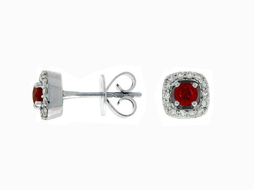 Ruby and White Diamond Stud Earrings (0.53 CT) in 14K White Gold 