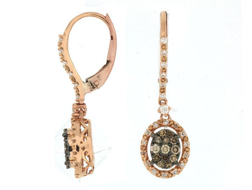Mocha Diamond and White Diamond Dangle Earrings (0.43 CT) in 14K Rose Gold 