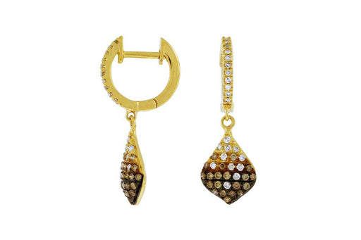 Mocha Diamond and White Diamond Dangle Earrings (0.52 CT) in 14K Yellow Gold 