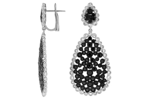 Black Diamond and White Diamond Dangle Earrings (4.80 CT) in 14K White Gold 