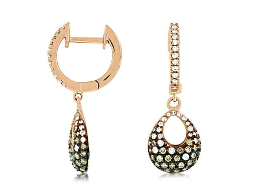 Mocha Diamond and White Diamond Dangle Earrings (0.57 CT) in 14K Rose Gold 