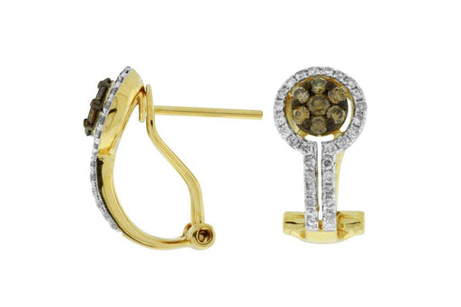 Mocha Diamond and White Diamond Earrings (0.65 CT) in 14K Yellow Gold 
