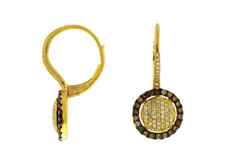 Mocha Diamond and White Diamond Drop Earrings (0.56 CT) in 14K Yellow Gold 