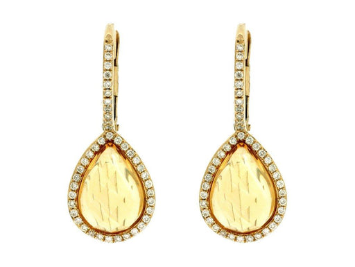 Citrine and White Diamond Drop Earrings (4.02 CT) in 14K Yellow Gold 