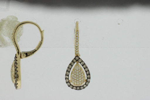 Mocha and White Diamond Drop Earrings (0.56 CT) in 14K Yellow Gold 